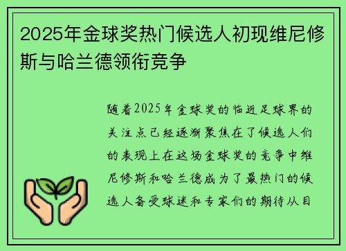 2025年金球奖热门候选人初现维尼修斯与哈兰德领衔竞争 2025年金球奖热门候选人初现维尼修斯与哈兰德领衔竞争